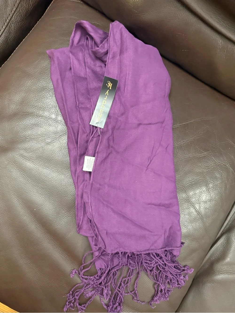Purple Fringe Wrap Scarf